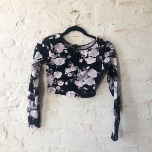 Floral Long Sleeve Crop Top